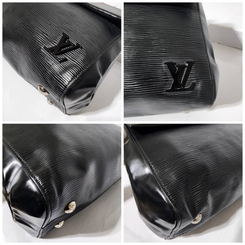 Authentic LOUIS VUITTON Epi Leather Cluny Satchel Bag Black - Picture 13 of 15